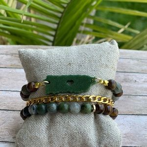 Handmade natural stone Puerto Rico map set